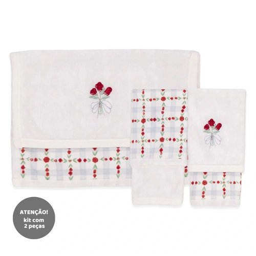 Kit de 2 Toalhas de Boca Flor Suedine com Forro Atoalhado Feminino - Rose Garden