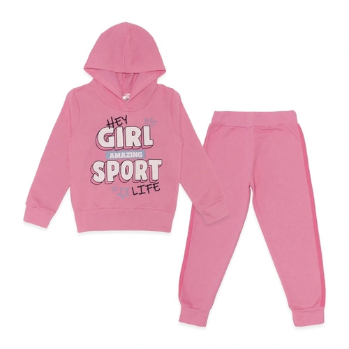 Conjunto Moletom Flanelado Blusa com Capuz Girl Sport Taita - Feminino
