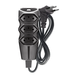 Extensao Com Plugue 2p t Pp Plano 90º 3x0,75 1,5m Preta
