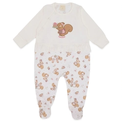 Macacão Manga Longa Bordado Abertura Diagonal Suedine Feminino - Esquilinhas