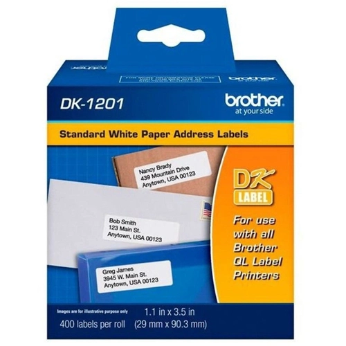 Etiquetas De Papel Brother 400 Etiquetas Preto Sobre Branco - Dk1201