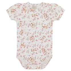 Body Manga Curta Avulso Suedine Feminino - Floral Coelha