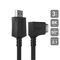 Cabo Hdmi 2.1 Pcyes Conector 90º Horizontal - Preto - 3m - Nylon - Phm21-3hnp