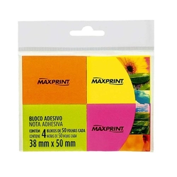 BLOCO ADESIVO 4 CORES NEON 38MMX50MM MAXPRINT