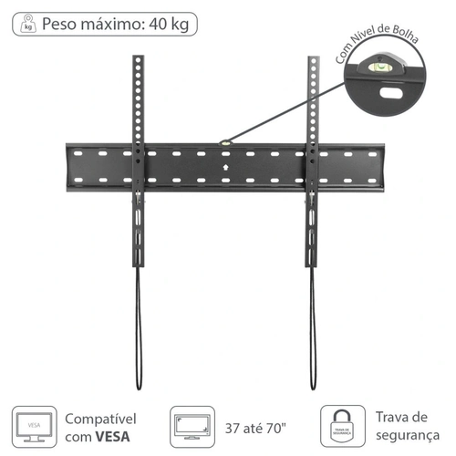 SUPORTE PARA TV Biarticulado 40 POLEGADAS COM INCLINAÇÃO - FIXO