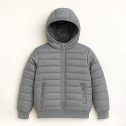 Jaqueta Puffer Infantil Peluciada com Capuz Grand Bazar - Masculina