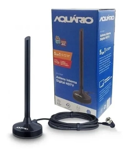 Antena Tv Digital Hdtv 4k Fm Dtv 100p Aquário 2,5m Preto