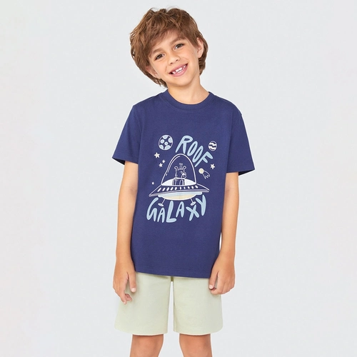 Pijama Manga Curta Roof Galaxy Azul Hering - Masculino