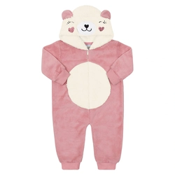 Macacão em Pelinho com Capuz Divertido Abertura Zíper Rosa Tileesul - Feminino