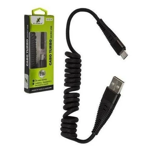 Cabo Cel/dados Espiral P/ V8 1.2m Usb 3.0 Mod.xc-cd-34-p