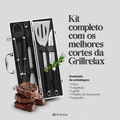Kit Churrasco 5 Peças Aço Inox Com Maleta de Transporte Aluminio Faca Espatula Garfo e Pegador Grillrelax