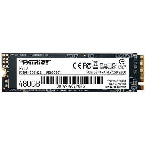 SSD Patriot P310 480GB M.2 2280 Nvme Pcie GEN 3 X4 Leitura 1700MB/S Gravacao 1500MB/S - P310P480GM28
