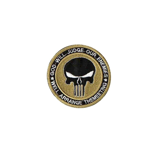 Bordado Termocolante God Will Judge Our Enemies (Caveira Preta)