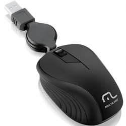 Mouse Retrátil Multilaser 1200DPI USB Emborrachado Preto - MO231