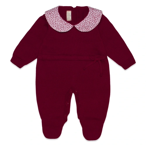Macacão Manga Longa Tricot Laço com Gola Feminino – Vermelho
