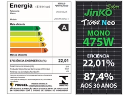 Painel Solar Jinko Tiger Neo JKM475N-60HL4-V – 475 W, 120 Células N-Type, Monocristalino, 22,01% de Eficiência