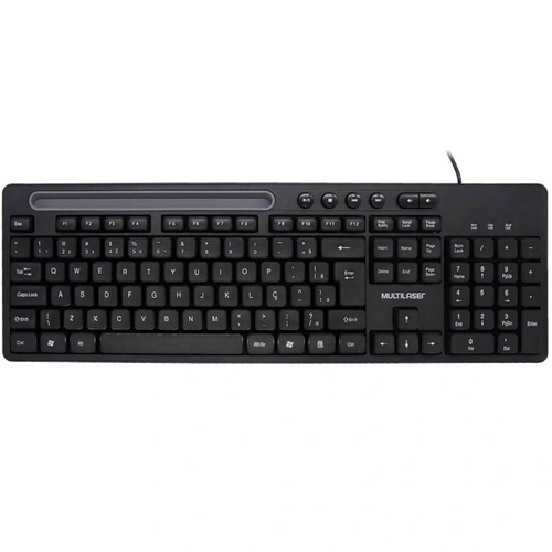 Teclado Multimidia Office Usb Preto Com Apoio para Smartphone Tc262