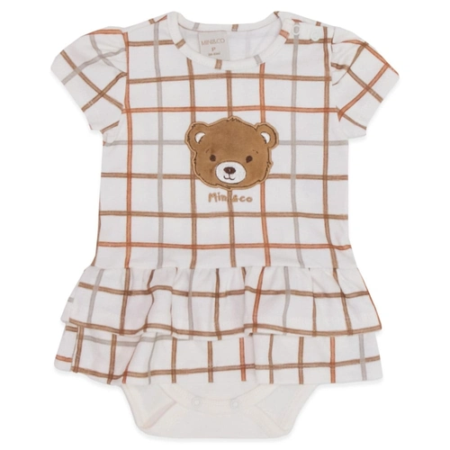 Body Vestido Manga Babado Suedine Feminino - Ursinhos