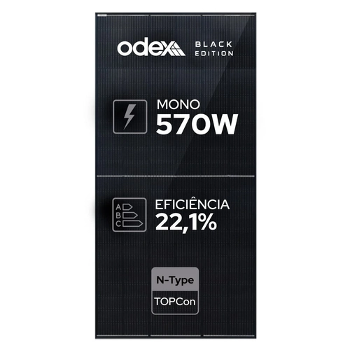 Painel Solar FULL BLACK 570W N-TYPE 144 CELULAS