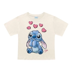Camiseta Manga Curta Lilo e Stitch Fakini Feminino
