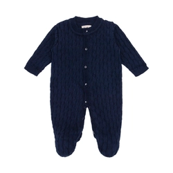 Macacão Manga Longa Trançado Tricot Marinho Masculino - Mini & Co