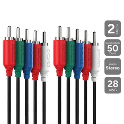 Cabo de Video 5 Rca m para 5 Rca m - 2 Mts - P5r-2