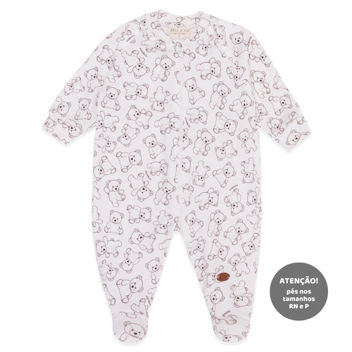 Macacão Manga Longa Estampado com Ziper Suedine Unissex –  Ursinho Fofo