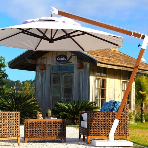 Ombrelone Suspenso  Redondo de 290 cm Haste Giratória Base em Concreto Caraúbas