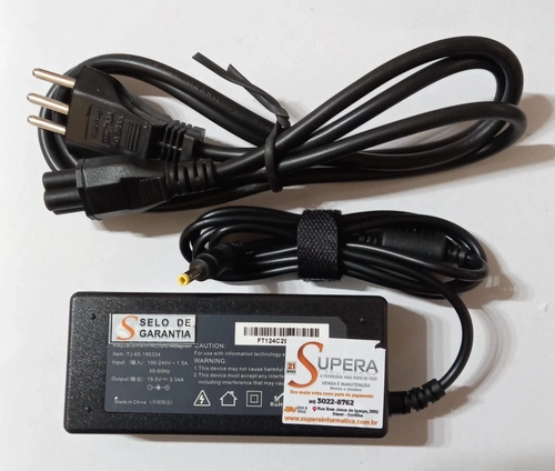 Fonte de Notebook Dell - 19.5V 3.34A 65W 4.0 mm x 1.7 mm - FT124