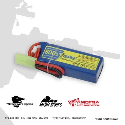 FFB-025 Bateria LiPO 15C - 11.1V - 800mAh  - (Feasso)