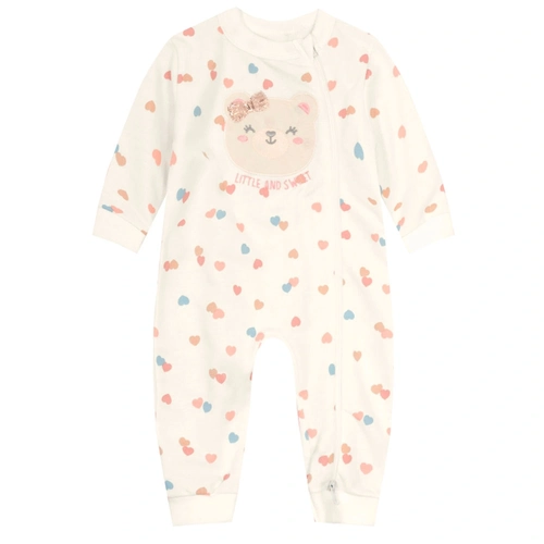 Macacão Moletom Bebê Ursinho Little and Sweet Creme Brandili - Feminino
