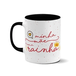 Caneca Branca de Porcelana (interior e alça preto) com Estampa Personalizada