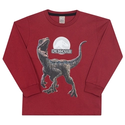 Camiseta Manga Longa Epic Dinosaur Vermelha Randa Mundu - Masculina