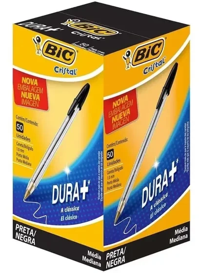 Caneta Esferográfica Bic Cristal 1.0 50 unidades