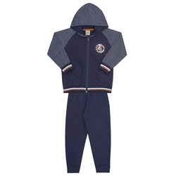 Conjunto Moletom Jaqueta com Capuz Marinho Randa Mundu - Masculino