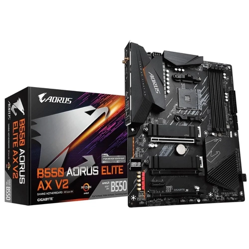 Placa Mãe AM4 Gigabyte B550 AORUS Elite AX V2,  ATX, DDR4 - 9MB55AEW2-00-10