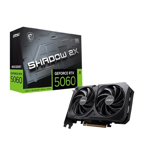 Placa de Vídeo MSI NVIDIA GeForce RTX 5060 SHADOW 2X OC, 8GB, GDDR7, 128 Bits - 912-V537-037.