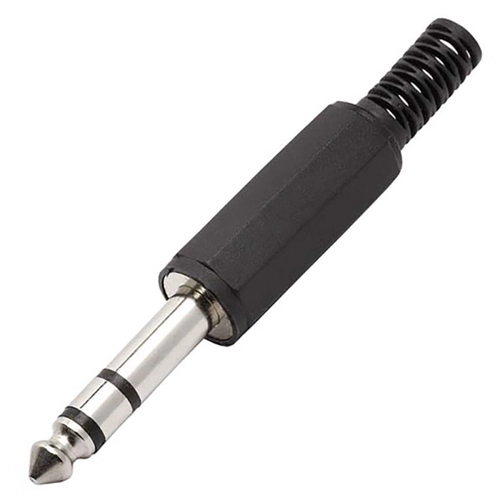 Plug P10 Stereo Metal Com Corpo Plastico Preto