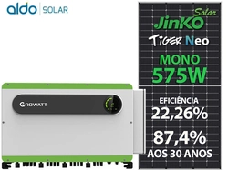 Gerador De Energia Solar Growatt Sem Estrutura Growatt Gf 414kwp Jinko Tiger Neo Mono 575w Max-x 100kw 10mppt Trif 380v