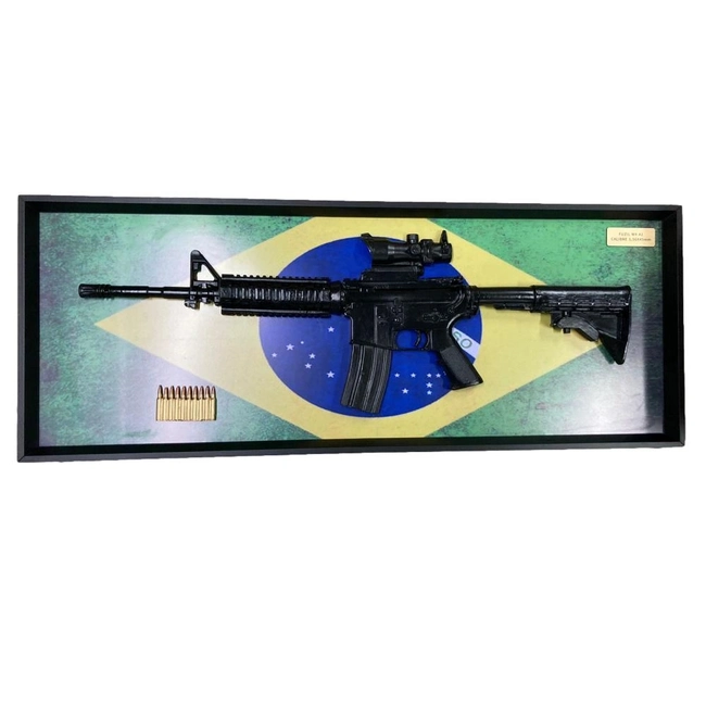 Quadro Moldura Decorativa - (Fuzil M4)