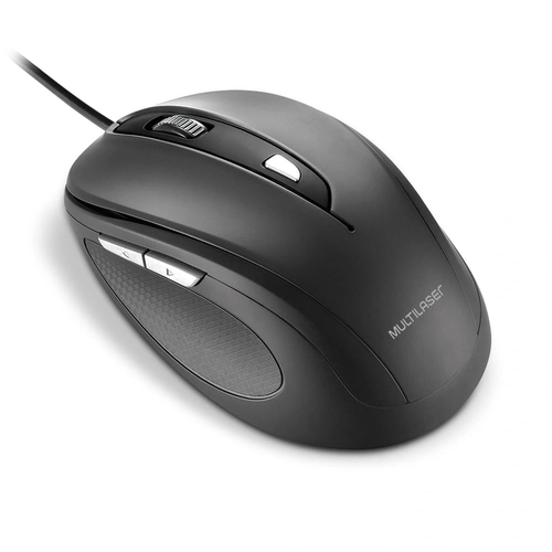 Mouse, Com Fio, Comfort, Conexão USB, 1600dpi, Ajustável, Cabo de 130cm, 6 Botões, Textura, Emborrachada, Preto - MO241