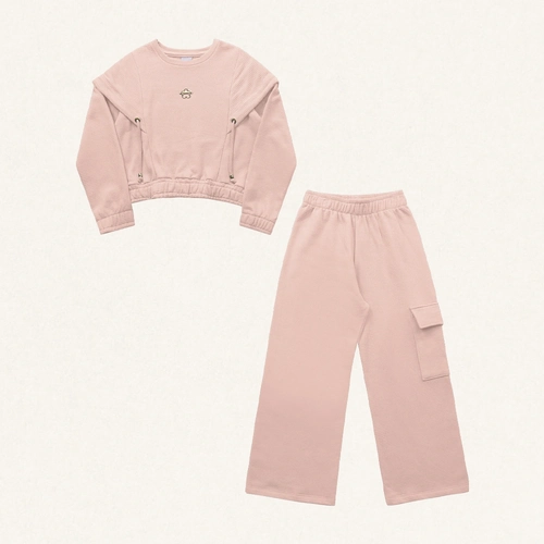 Conjunto Moletom Malha Trançada Blusa e Calça Fakini - Feminino