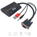 Cabo Conversor F3 de VGA para HDMI com Áudio USB - JC-AD-VGA