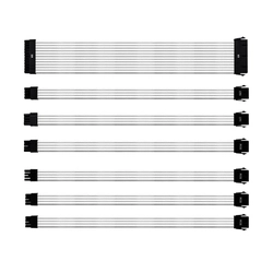 Kit Cabo Extensão Sleeved para Fonte Cooler Master Psu 30cm Capa de Pvc Branco    Cma-nest16xxwt1-gl