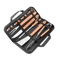 Kit Churrasco 10 Completo Peças Aço e cabo de madeira Inox Grillrelax
