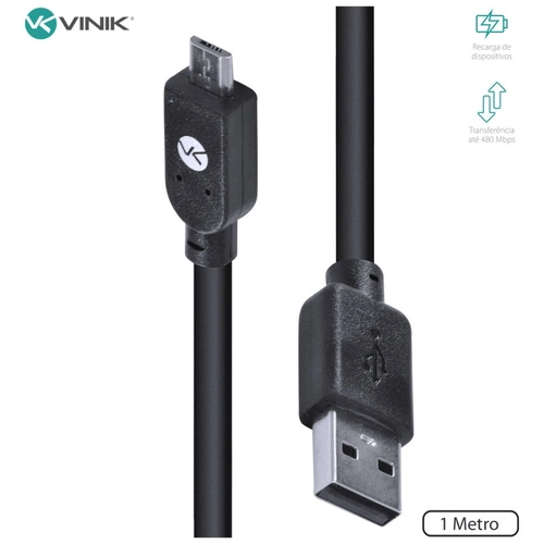 Cabo Usb x Micro Usb b 2.0 5 Pinos 1 m Preto - Musb-1