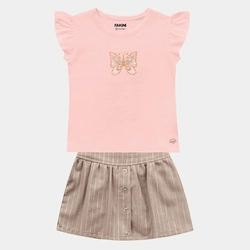 Conjunto Blusa e Short Saia Borboleta Fakini Feminino