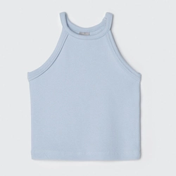 Regata Cropped Canelada Azul Hering - Feminina