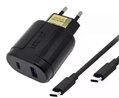 Carregador Turbo 2 entradas - 1x Tipo-c 1x Usb + cabo Tipo-c 1m - 5.1A 15,5W Le-285cc branco ou preto - Lelong