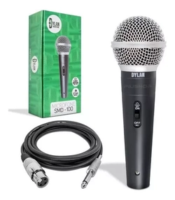 Microfone Dinâmico Com Cabo 3 Metros Dylan Smd-100